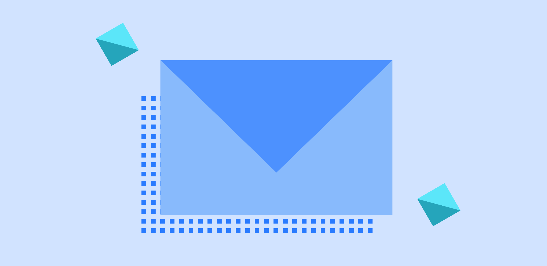 Illustration of an envelope and decorative squares